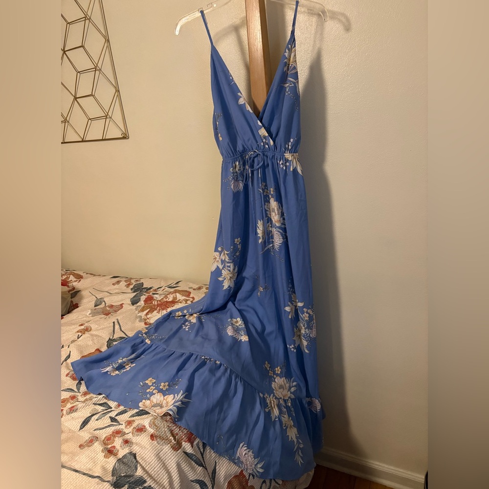 Lulu's Blue Floral Maxi Dress